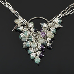 Бусы флюорит (сталь хир.) (колье) 6 мм 44 см (+7 см)