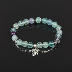 Браслет флюорит (сталь хир.) 8 мм 16 см