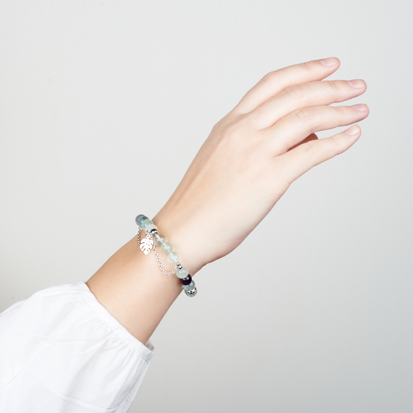 Браслет флюорит (сталь хир.) 8 мм 18 см