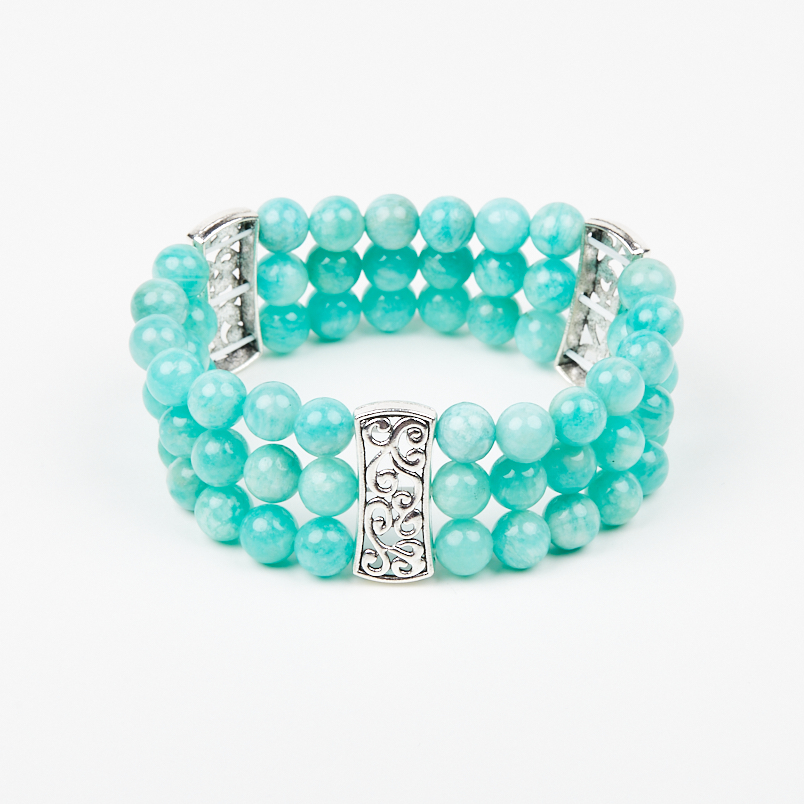 Браслет амазонит Перу (биж. сплав) 8 мм 18 см