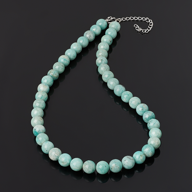 Бусы амазонит Перу (сталь хир.) длинные 10 мм 62 см (+7 см)