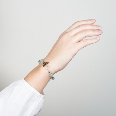 Браслет флюорит (сталь хир.) 8 мм 16 см (+3 см)