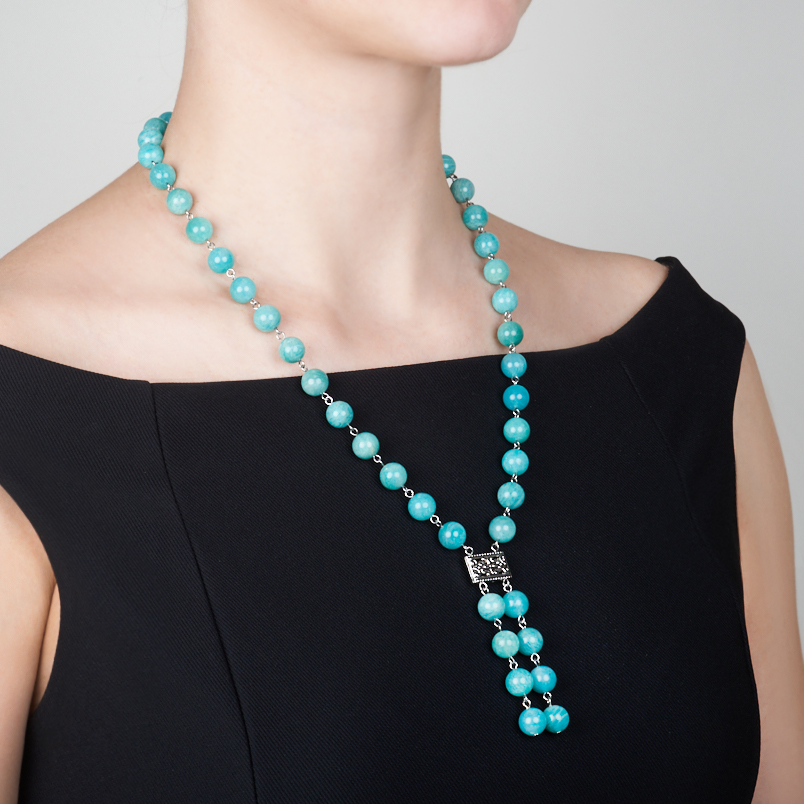 Бусы амазонит Перу (биж. сплав) длинные 10 мм 60 см