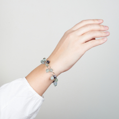 Браслет флюорит (сталь хир.) 8 мм 17 см (+3 см)