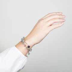 Браслет флюорит (сталь хир.) 8 мм 17 см (+3 см)