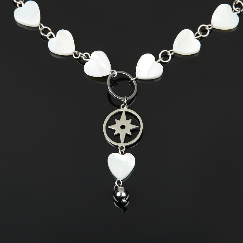 Бусы перламутр белый Индонезия (сталь хир.) 52 см (+7 см)