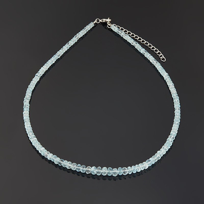 Бусы аквамарин Бразилия (сталь хир.) огранка 42 см (+7 см)