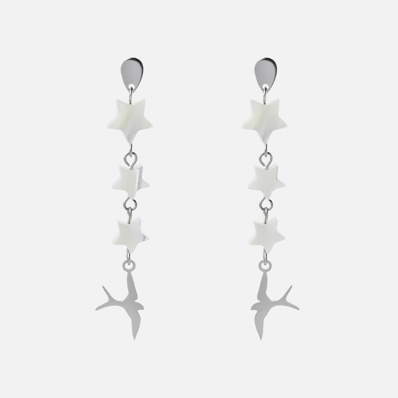 Серьги перламутр белый Индонезия (сталь хир.) пуссеты