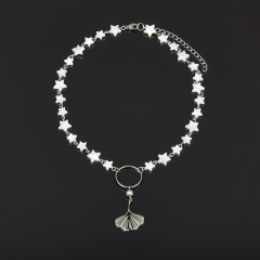 Чокер перламутр белый Индонезия (сталь хир.) (колье) 40 см (+7 см)