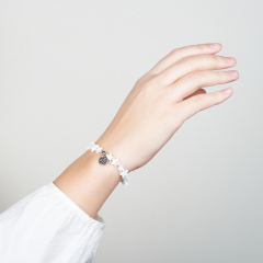 Браслет перламутр белый Индонезия (сталь хир.) 17 см (+3 см)