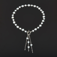 Бусы перламутр белый Индонезия (сталь хир.) (колье) 42 см