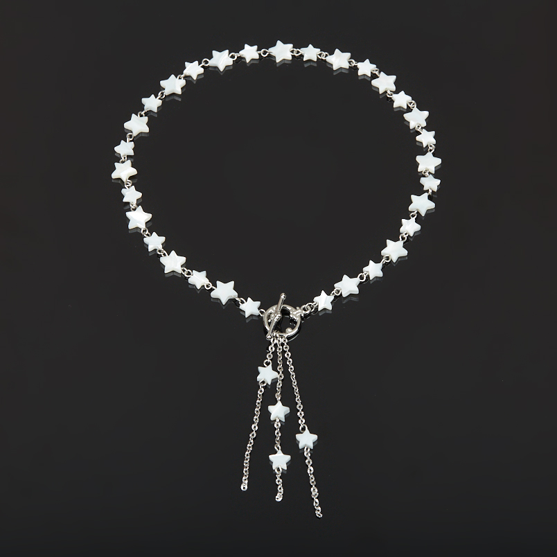 Бусы перламутр белый Индонезия (сталь хир.) (колье) 42 см