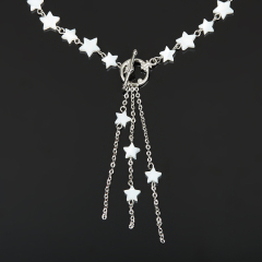 Бусы перламутр белый Индонезия (сталь хир.) (колье) 42 см