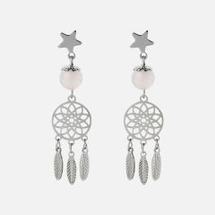 Серьги розовый кварц Бразилия (сталь хир.) пуссеты