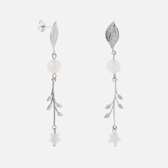 Серьги микс перламутр, розовый кварц (сталь хир.) пуссеты