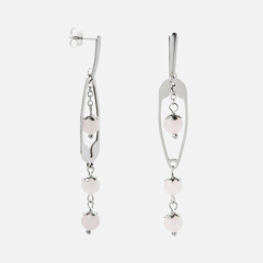 Серьги розовый кварц Бразилия (сталь хир.) пуссеты