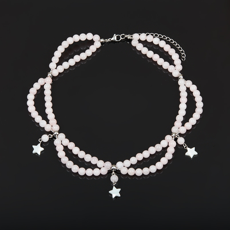 Чокер розовый кварц Бразилия (колье) 6&nbsp;мм 40&nbsp;см (+7&nbsp;см) (сталь хир.)