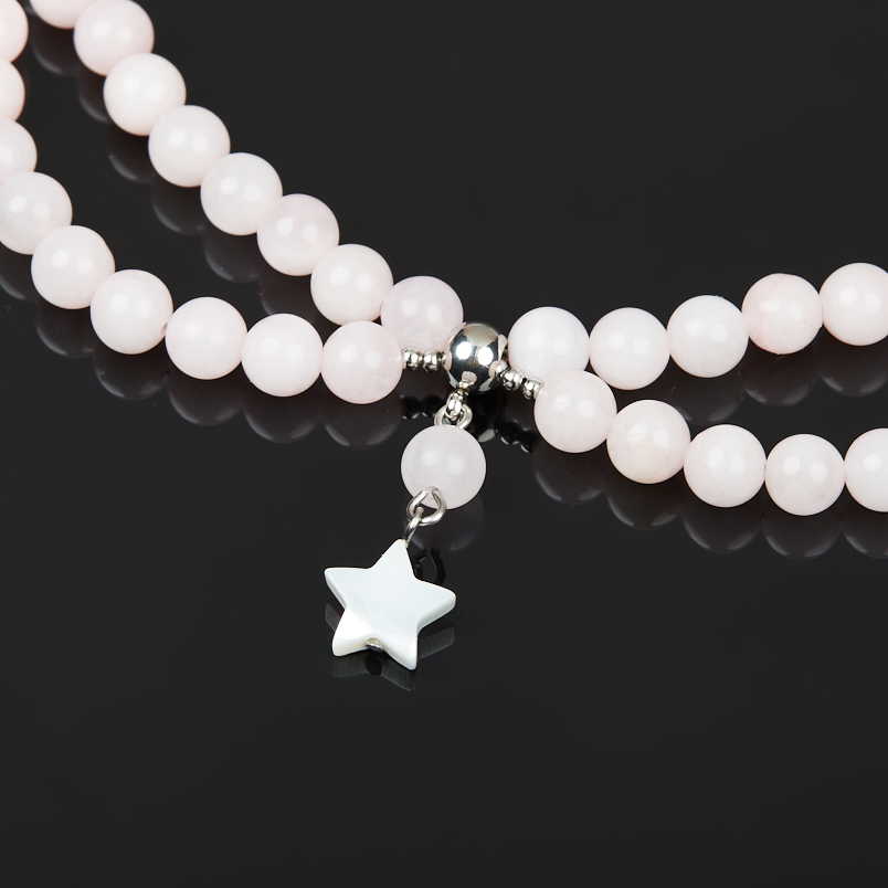 Чокер розовый кварц Бразилия (колье) 6&nbsp;мм 40&nbsp;см (+7&nbsp;см) (сталь хир.)