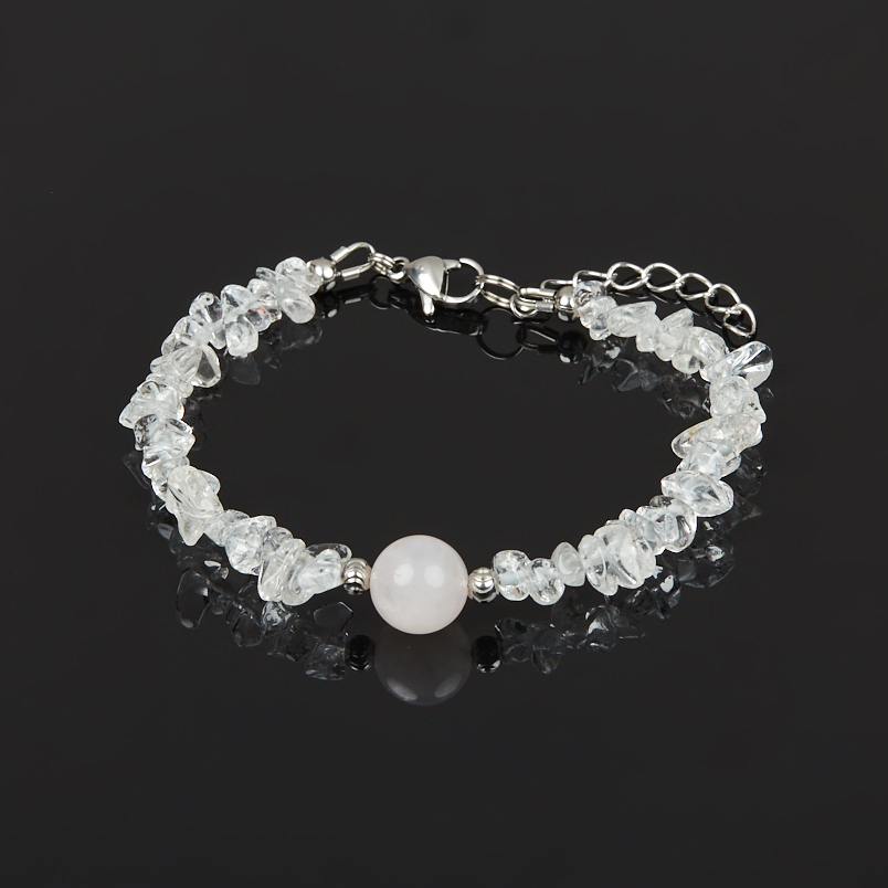 Браслет горный хрусталь Бразилия (сталь хир.) 16 см (+3 см)