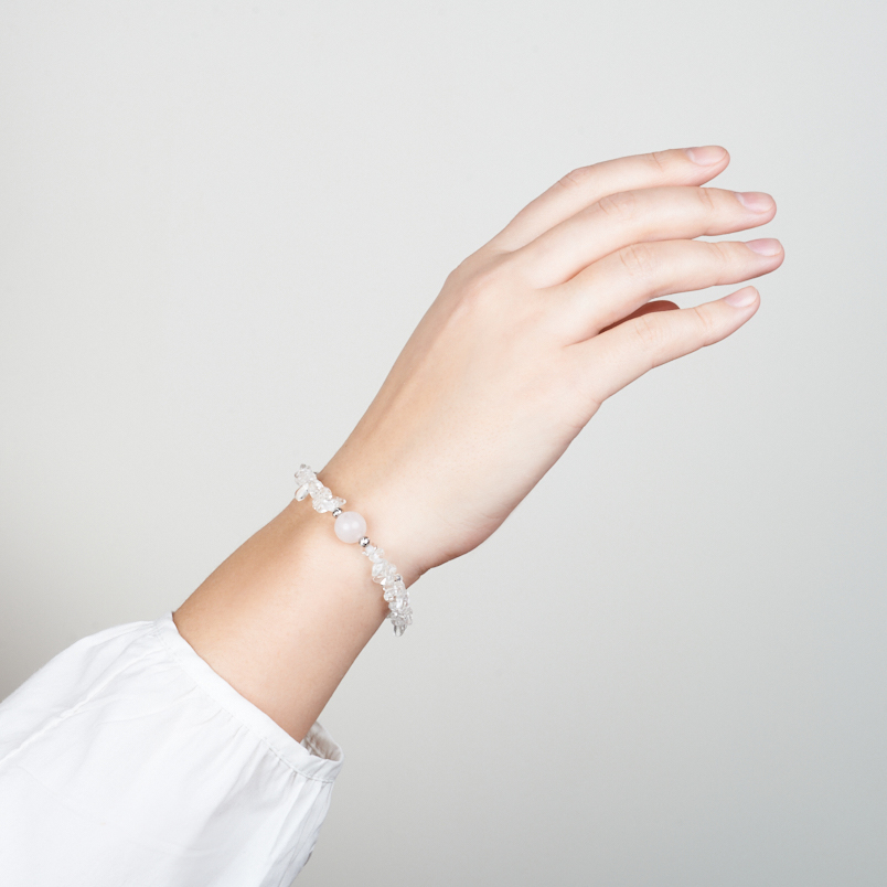 Браслет горный хрусталь Бразилия (сталь хир.) 16 см (+3 см)