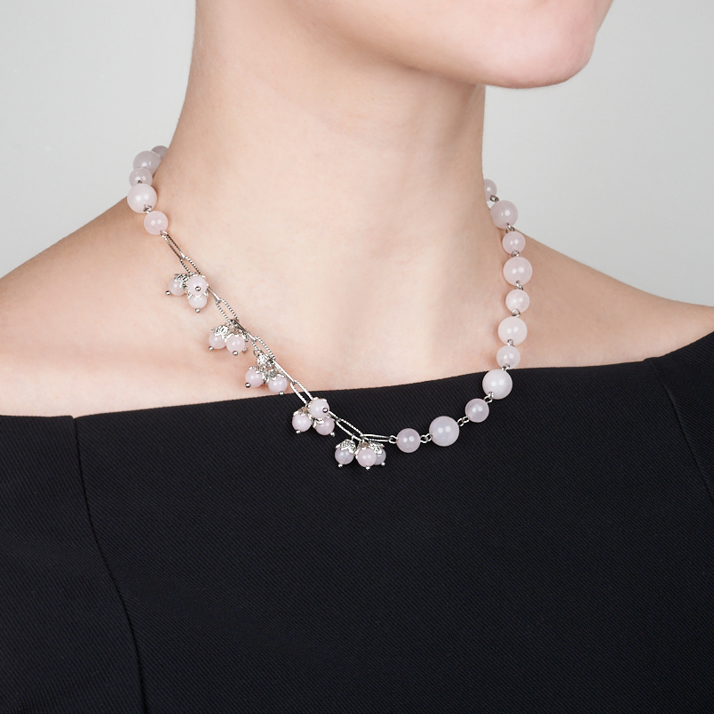 Бусы розовый кварц Бразилия (сталь хир.) 48 см (+7 см)