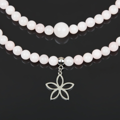 Чокер розовый кварц Бразилия (сталь хир.) (колье) 40 см (+7 см)