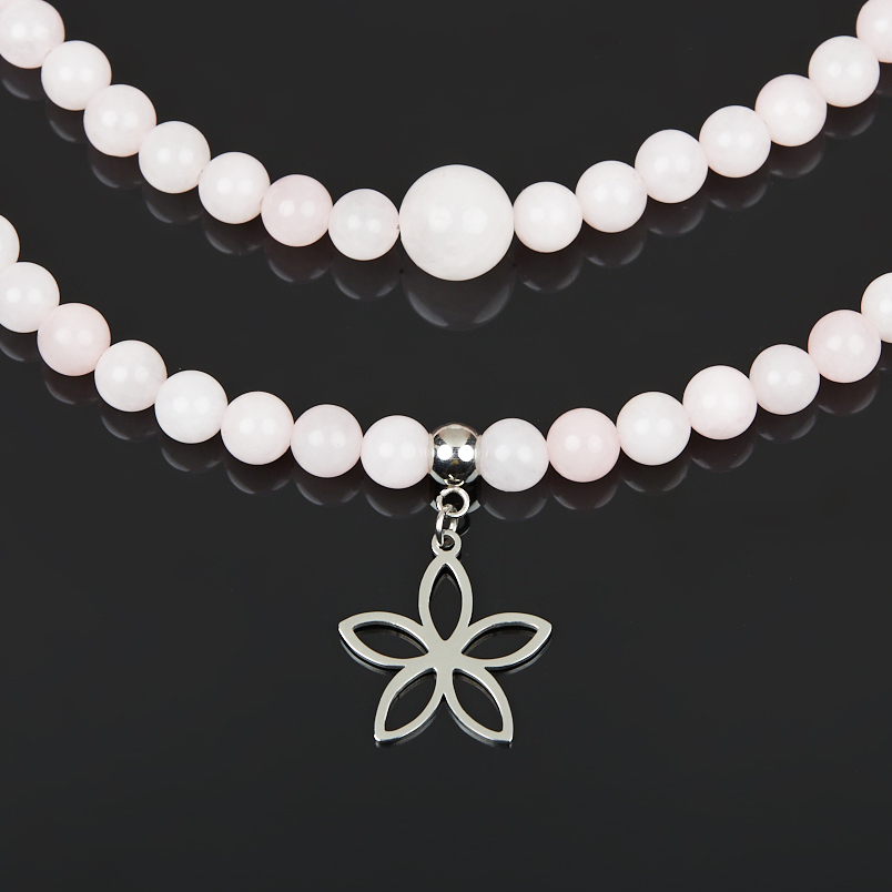 Чокер розовый кварц Бразилия (сталь хир.) (колье) 40 см (+7 см)