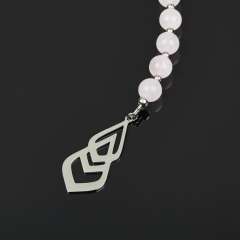 Бусы розовый кварц Бразилия (сталь хир.) (колье) 8 мм 42 см