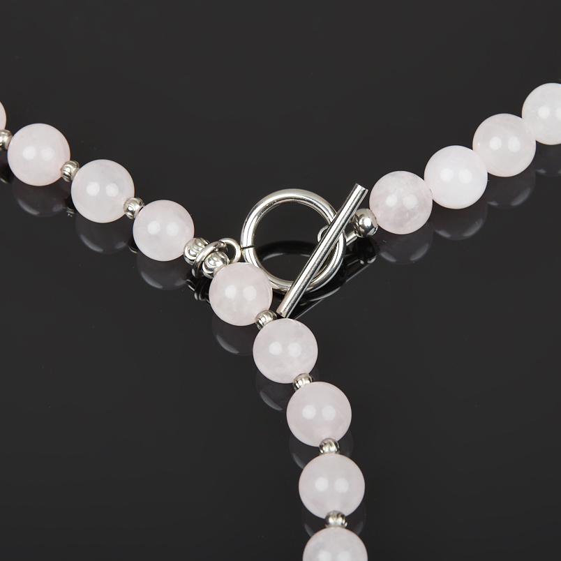 Бусы розовый кварц Бразилия (сталь хир.) (колье) 8 мм 42 см