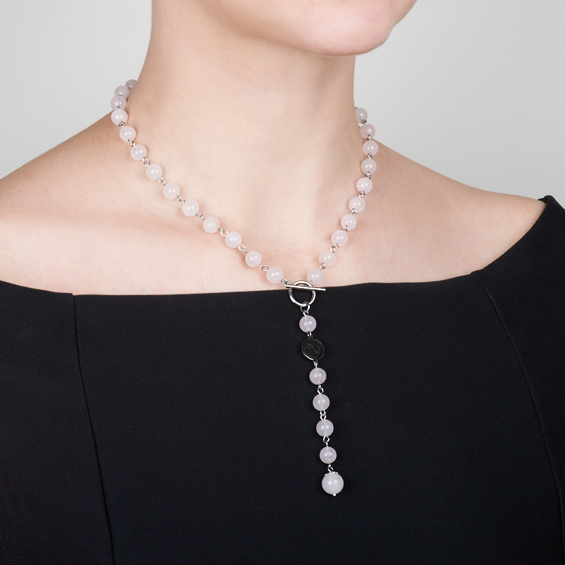 Бусы розовый кварц Бразилия (сталь хир.) 46 см