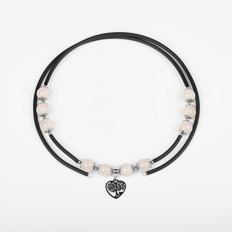 Бусы розовый кварц Бразилия (биж. сплав, сталь хир., силикон) (колье) 10&nbsp;мм (регулируемый)