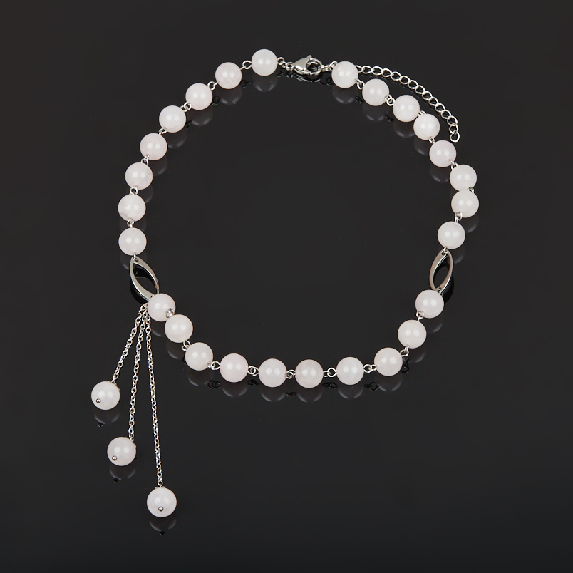 Бусы розовый кварц Бразилия (сталь хир.) (колье) 10&nbsp;мм 46&nbsp;см (+7&nbsp;см)