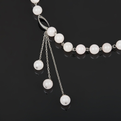 Бусы розовый кварц Бразилия (сталь хир.) (колье) 10 мм 46 см (+7 см)