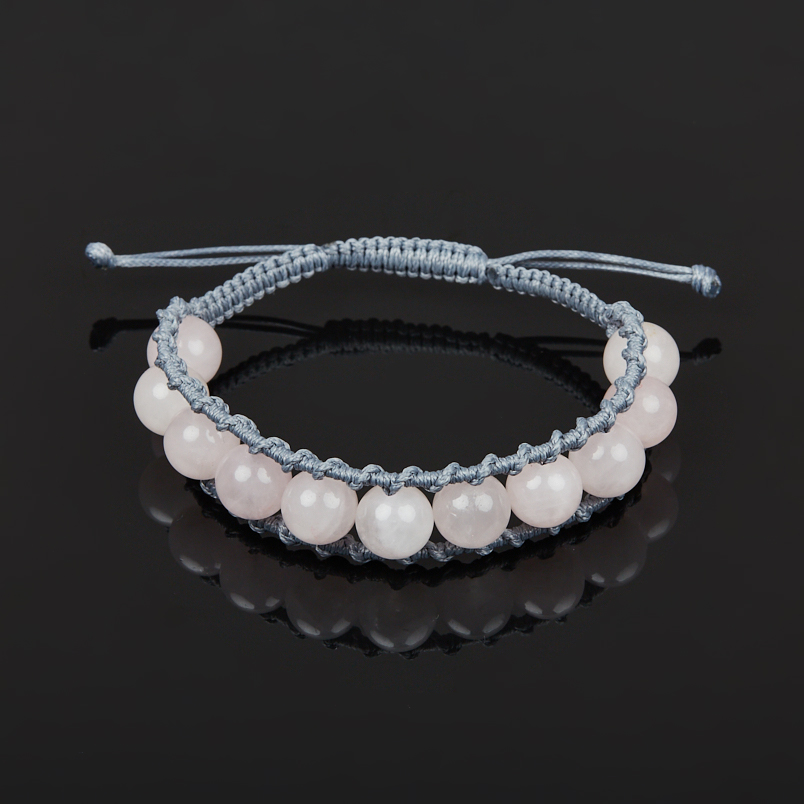 Браслет розовый кварц Бразилия (текстиль) шамбала 10&nbsp;мм 17&nbsp;см (регулируемый)