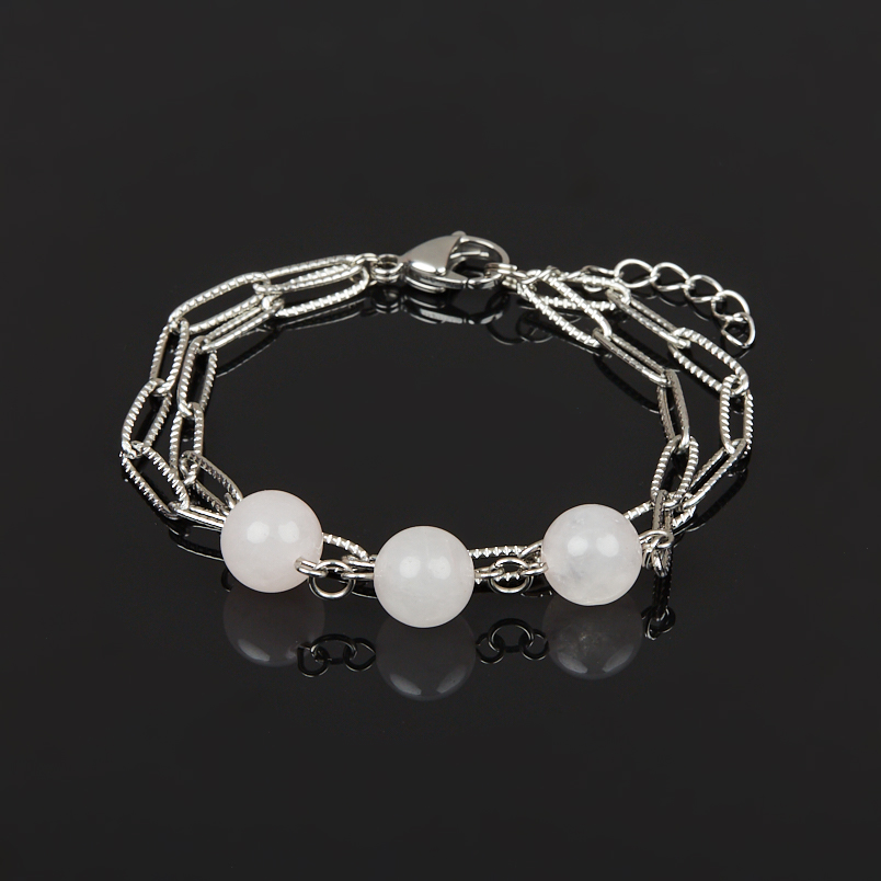 Браслет розовый кварц Бразилия (сталь хир.) 10 мм 17 см (+3 см)