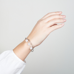 Браслет розовый кварц Бразилия (сталь хир.) 10 мм 17 см (+3 см)