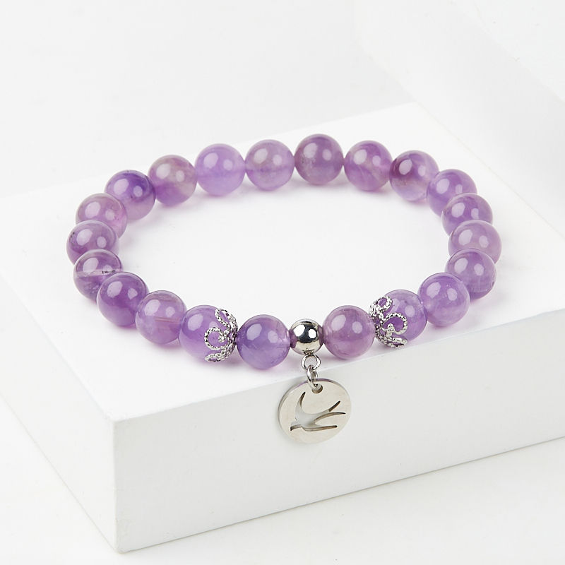 Браслет аметист Бразилия (сталь хир.) 8 мм 18 см