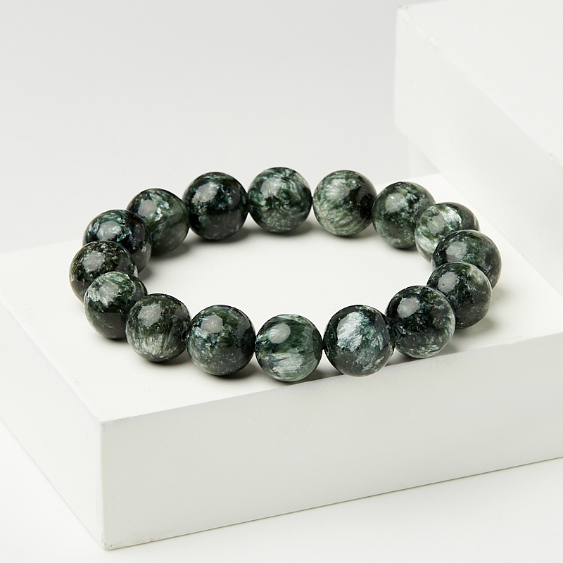 Браслет клинохлор (серафинит) Россия 12 мм 16 см