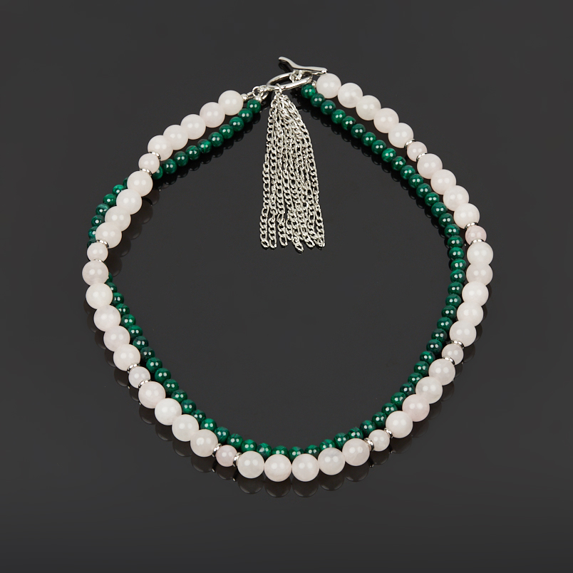 Бусы микс малахит, розовый кварц (сталь хир.) 52&nbsp;см