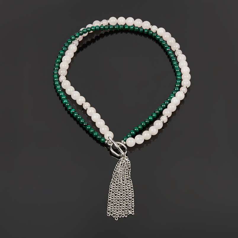 Бусы микс малахит, розовый кварц (сталь хир.) 52&nbsp;см