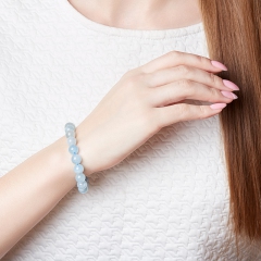 Браслет аквамарин Бразилия 10 мм 17 см