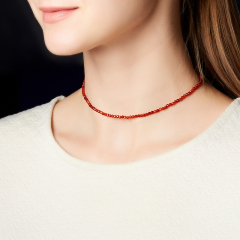 Чокер сердолик Ботсвана (сталь хир.) огранка 3 мм 40 см (+7 см)