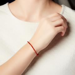 Браслет сердолик Ботсвана (сталь хир.) огранка 3 мм 18 см (+3 см)