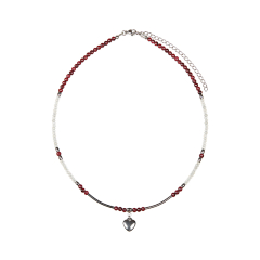 Чокер микс гранат, лабрадор (сталь хир.) (колье) 3 мм 40 см (+7 см)
