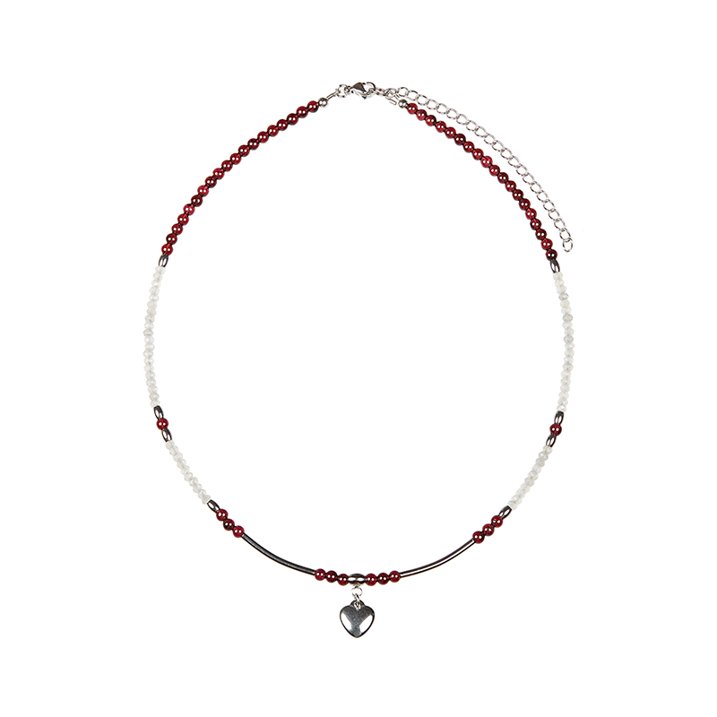 Чокер микс гранат, лабрадор (сталь хир.) (колье) 3 мм 40 см (+7 см)