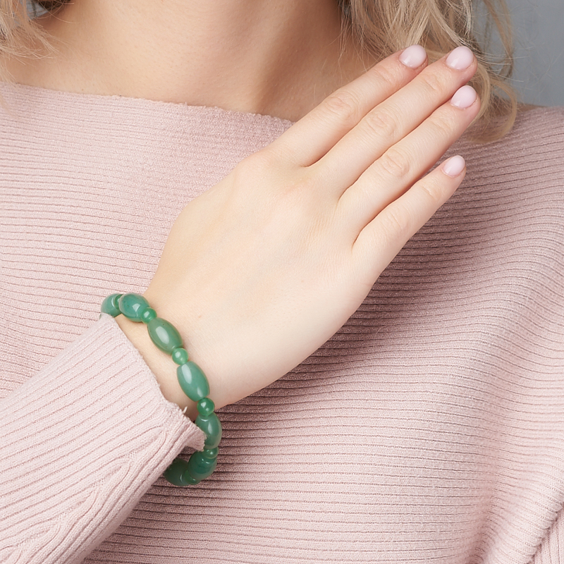 Браслет авантюрин зеленый Зимбабве 6 мм 17 см