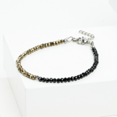 Браслет микс пирит, шпинель (сталь хир.) огранка 3 мм 18 см (+3 см)