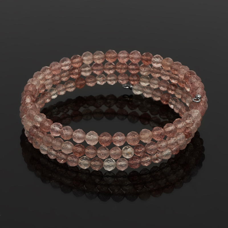 Браслет авантюрин красный Бразилия (биж. сплав, сталь хир.) пружина огранка 4 мм 17 см (регулируемый)