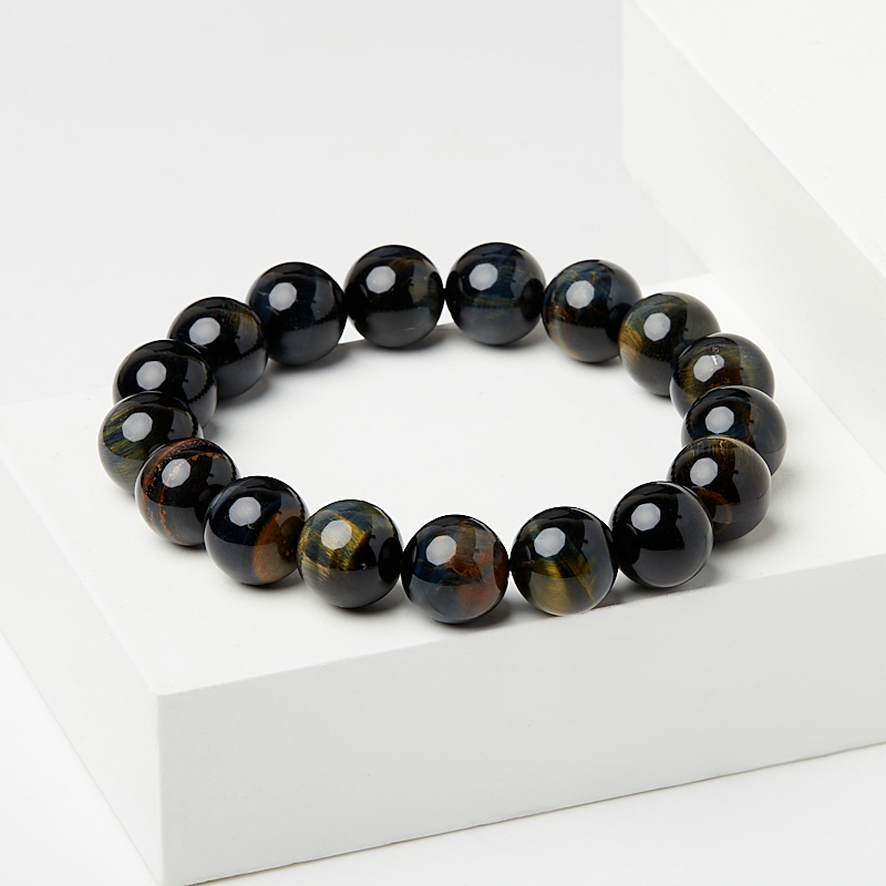 Браслет тигрово-соколиный глаз ЮАР 12 мм 19 см