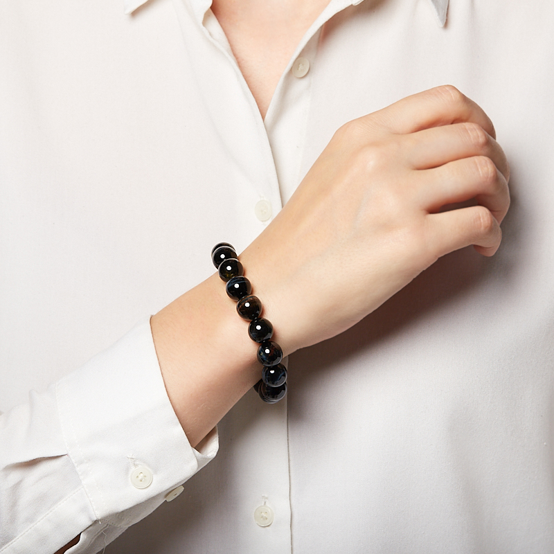 Браслет тигрово-соколиный глаз ЮАР 12 мм 19 см